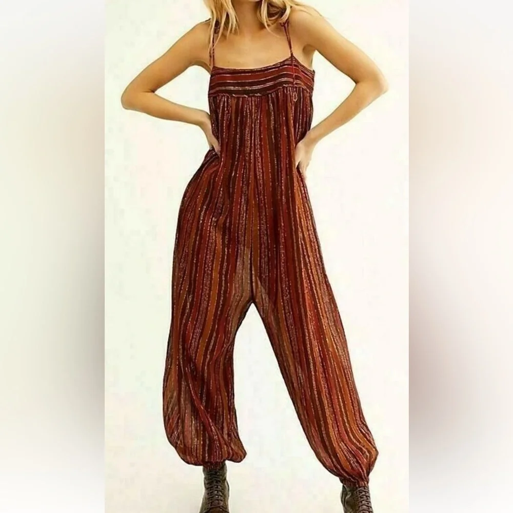 Free People Harem Lurex Jumpsuit